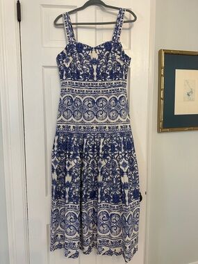 ANTONIO MELANI Blue and White Maxi Dress size 10